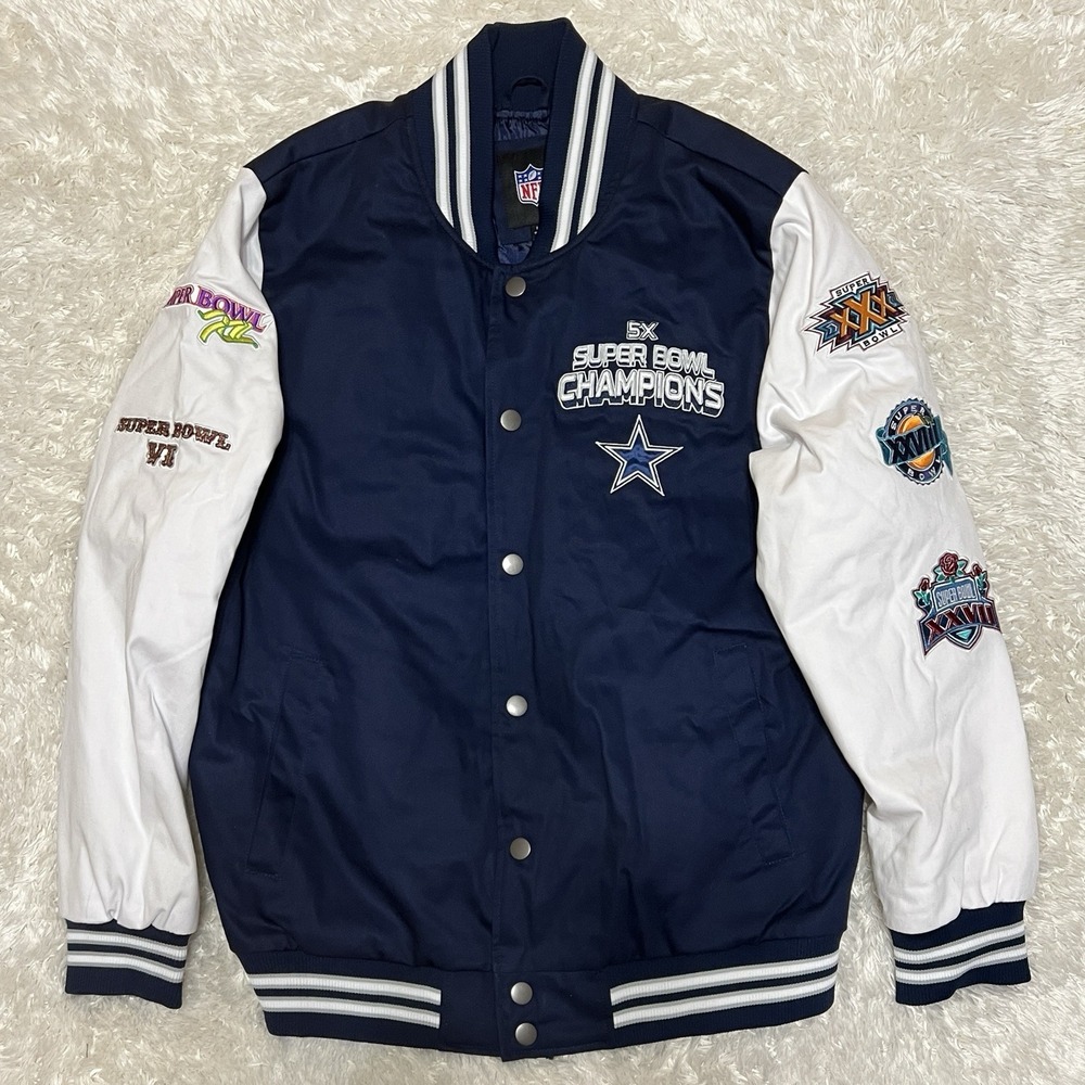 NFL Dallas Cowboys Logos Blue White Jacket G-III Mens Size Large New With Tags
